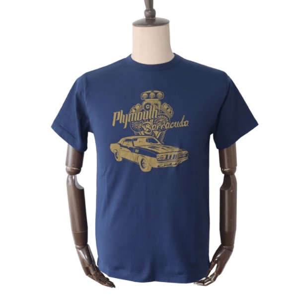 画像2: CUSHMAN クッシュマン 26869 Print T  "BARRA CUDA"  プリントT  30番双糸天竺 ミディアムウェイト バインダー仕上げ ワンウォッシュ フロントプリント 半袖Tシャツ コットン100％  日本製 (2)