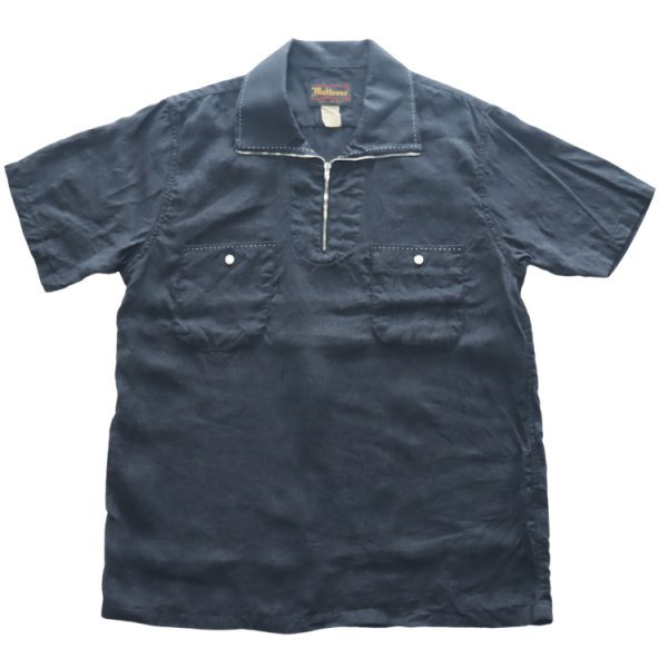 画像4: CUSHMAN クッシュマン x MATTSONS マットソンズ HAND STITTCH ZIP-UP PULL OVER SHIRTS 65461 ハンドステッチ ジップアッププル オーバーシャツ 半袖シャツ アメカジ 日本製 (4)