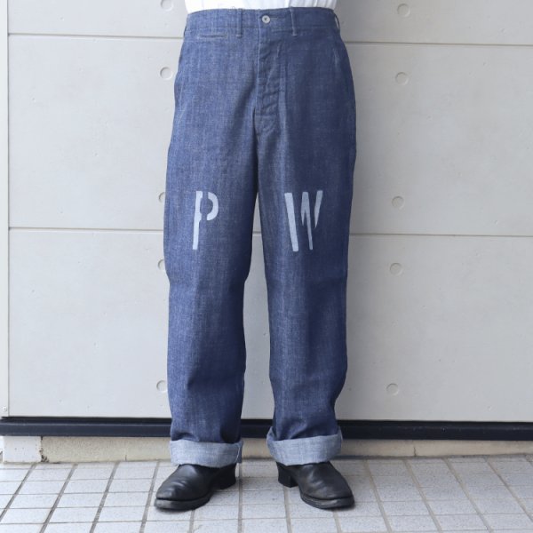 画像2: JELADO ジェラード AG94341DB 41 Denim Stencil デニムステンシル 10.5oz LAST RESORT DENIM 青タグ PW カスタムバージョン ディープサウスコットン 41DENIM TROUSER メタルボタン 41khaki made in japan (2)