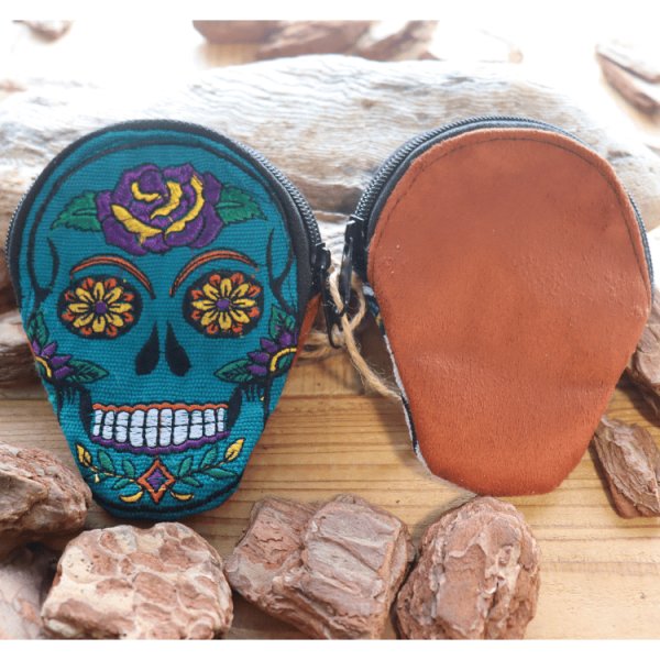 画像6: KC's ケイシイズ SKL001 MEXICAN SKULL POUCH メキシカンスカルポーチ オリジナル シュガースカル 骸骨 Day of the Dead 死者の日 ネイティブアメリカン 伝統文化 メキシコ雑貨 小物入れ 刺繍 小銭入れ (6)