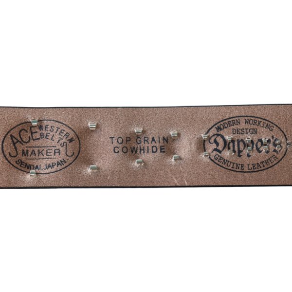画像11: DAPPER'S × ACE WESTERN BELTS Lot.1792 GO From Tokyo Design Studs Belt Made by ACE WESTERN BELTS ダッパーズ エースウエスタンベルト 職人手打ち スタッズベルト ラウンドヘッドスポッツ 真鍮素材ニッケルメッキ仕上げ (11)