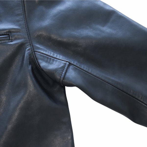 画像8: Bilt Buck by ATTRACTIONS ビルトバック バイ アトラクションズ Lot. 575 Horsehide TT Riders Jacket 黒にこだわった 馬革 シングルライダース カゼインフィニッシュ フルベジタブルタンニング ホースハイド レザージャケット シングルブレスト モーターサイクルジャケット (8)