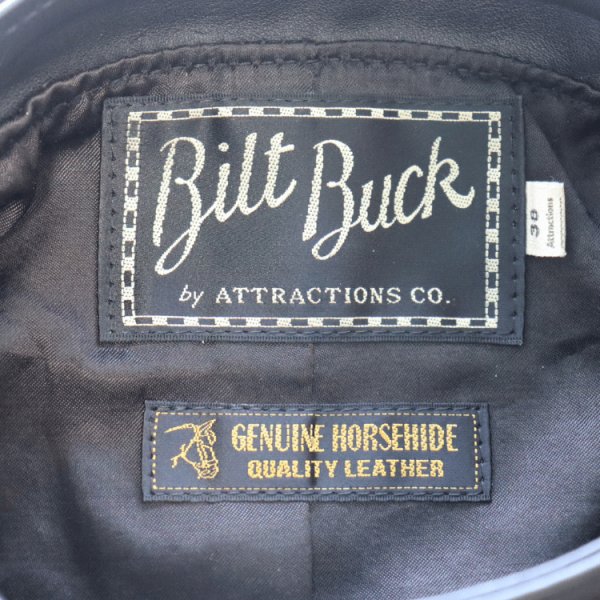 画像7: Bilt Buck by ATTRACTIONS ビルトバック バイ アトラクションズ Lot. 575 Horsehide TT Riders Jacket 黒にこだわった 馬革 シングルライダース カゼインフィニッシュ フルベジタブルタンニング ホースハイド レザージャケット シングルブレスト モーターサイクルジャケット (7)