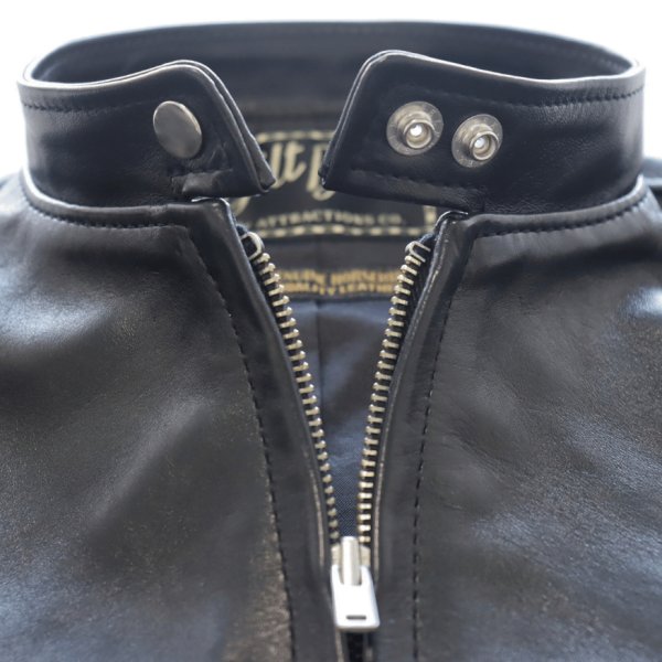 画像6: Bilt Buck by ATTRACTIONS ビルトバック バイ アトラクションズ Lot. 575 Horsehide TT Riders Jacket 黒にこだわった 馬革 シングルライダース カゼインフィニッシュ フルベジタブルタンニング ホースハイド レザージャケット シングルブレスト モーターサイクルジャケット (6)