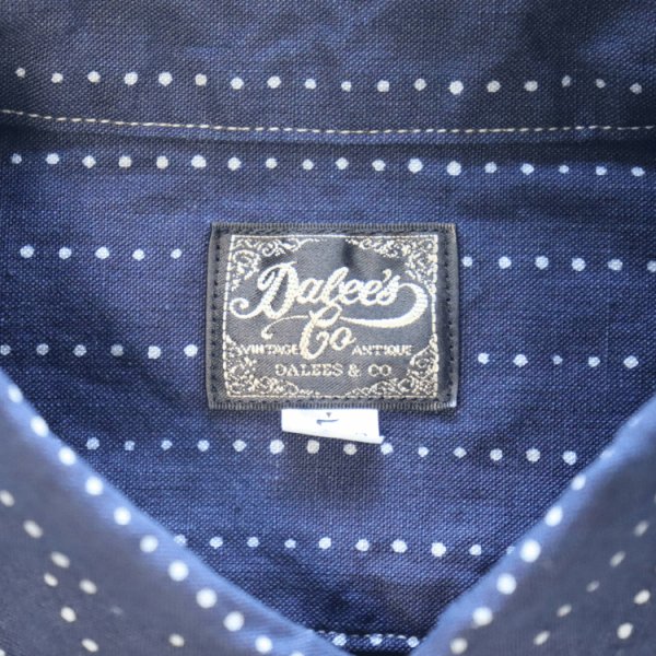 画像6: Dalee's & Co ダリーズアンドコー Calico.F...30s Calico SHIRT キャラコシャツ 1920年代 インディゴウォバッシュドレス&ワークスタイル チンストラップ 前立て裾フラップ ダブルカフス ONE WASH ワンウォッシュ 日本製 madeinjapan (6)