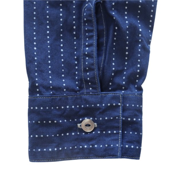 画像11: Dalee's & Co ダリーズアンドコー Calico.F...30s Calico SHIRT キャラコシャツ 1920年代 インディゴウォバッシュドレス&ワークスタイル チンストラップ 前立て裾フラップ ダブルカフス ONE WASH ワンウォッシュ 日本製 madeinjapan (11)