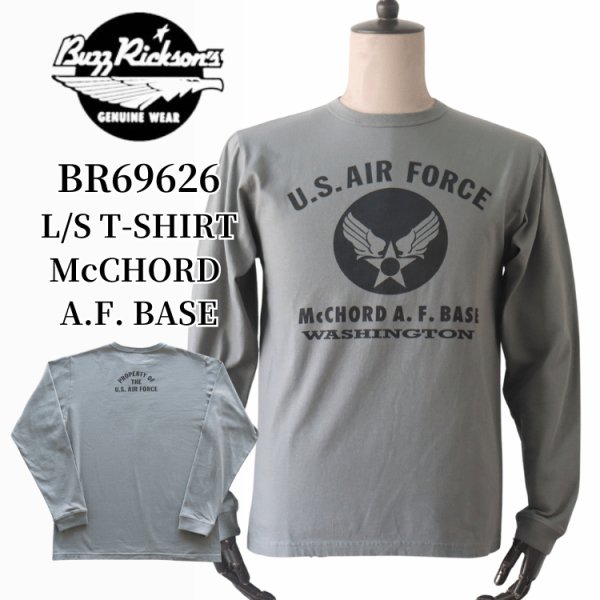 画像1: BUZZ RICKSON'S バズリクソンズ BR69626 L/S T-SHIRT McCHORD A.F. BASE プリント長袖ミリタリーＴシャツ AIR FORCE アメリカ製ボディワシントン州ピアース郡 マッコード空軍基地 ミリタリーTシャツ (1)