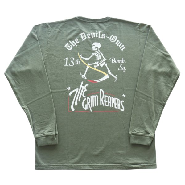 画像14: BUZZ RICKSON'S バズリクソンズ BR69628 L/S T-SHIRT 13th BOMB.SQ.THE GRIM REAPERSプリント長袖ミリタリーＴシャツ 第13爆撃飛行隊 アメリカ製ボディ 米空軍史上最も古い飛行隊 (14)