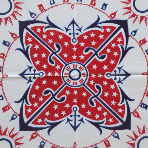 画像3: DELUXEWARE デラックスウエア DLA-005 U.S ANCHOR デラックスウエア リアルバンダナ 片耳使い 地染め抜染 旧式織機 1940年代 4辺中3辺が縫製始末 職人技術 本物品質 綿100％ 日本製 (3)