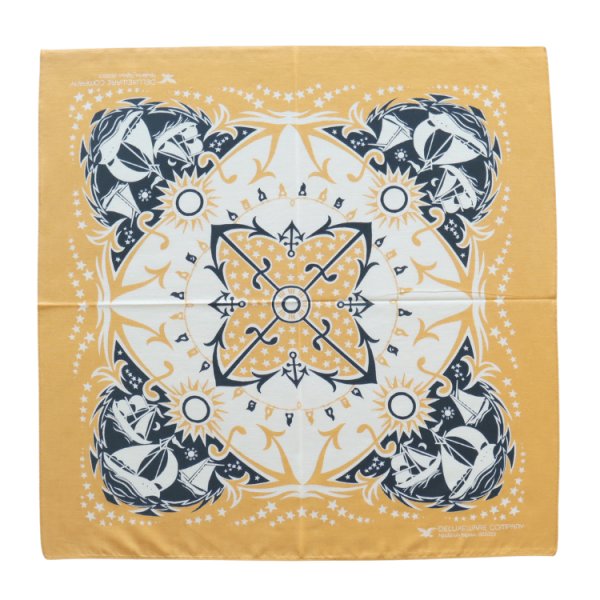 画像8: DELUXEWARE デラックスウエア DLA-005 U.S ANCHOR デラックスウエア リアルバンダナ 片耳使い 地染め抜染 旧式織機 1940年代 4辺中3辺が縫製始末 職人技術 本物品質 綿100％ 日本製 (8)