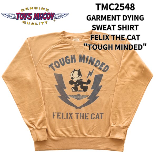 画像1: TOYS McCOY トイズマッコイ TMC2548 GARMENT DYING SWEAT SHIRT FELIX THE CAT "TOUGH MINDED" ガーメントダイ スウェットシャツ フィリックス 米海軍哨戒飛行隊 コットン 100% 後染め 日本製 (1)
