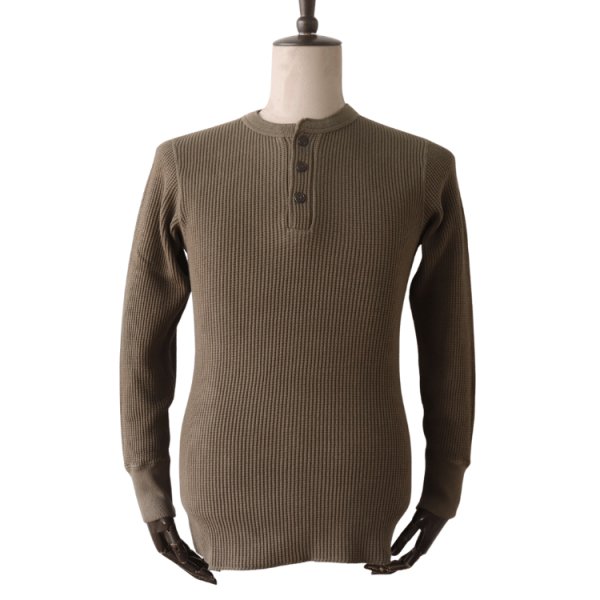 画像2: JELADO ジェラード メガサーマル ヘンリーネック AB94236 Mega Thermal Henry Neck 肉厚で伸縮性のある 着心地の良い サーマルワッフル 防寒 保温 ミリタリー Tシャツ トップス 長袖 (2)