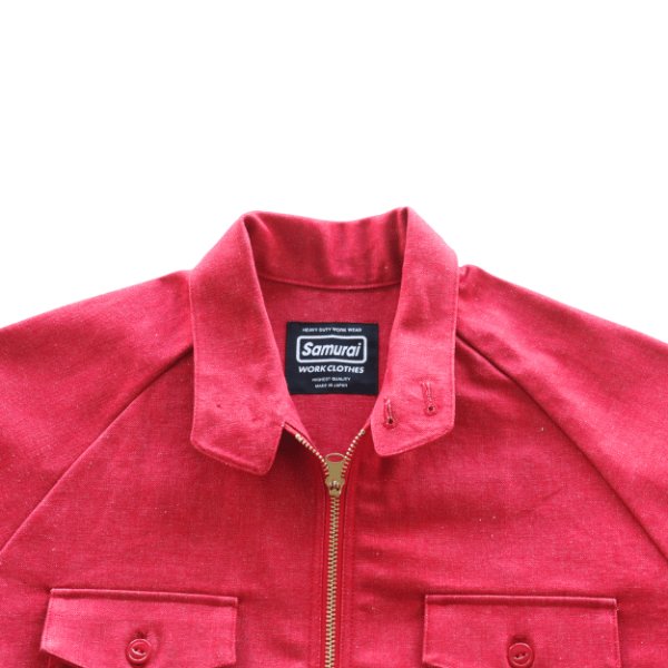 画像5: SAMURAI JEANS サムライジーンズ SWCJK25 刺繍入りスイングトップ 赤デニム Samurai Jeans All worldly things are transitory サムライジーンズ諸行無常 チェーン刺繍 Samurai WORK CLOTHESネーム 樹脂ボタン 日本製 (5)