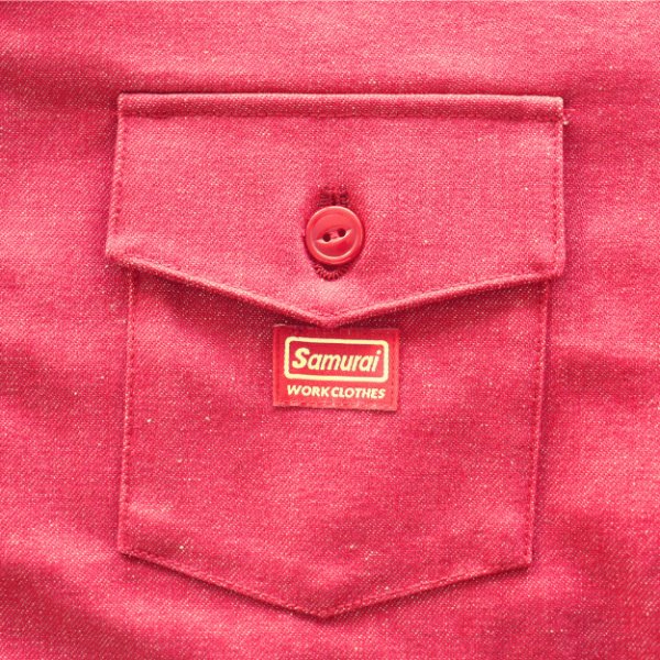 画像6: SAMURAI JEANS サムライジーンズ SWCJK25 刺繍入りスイングトップ 赤デニム Samurai Jeans All worldly things are transitory サムライジーンズ諸行無常 チェーン刺繍 Samurai WORK CLOTHESネーム 樹脂ボタン 日本製 (6)