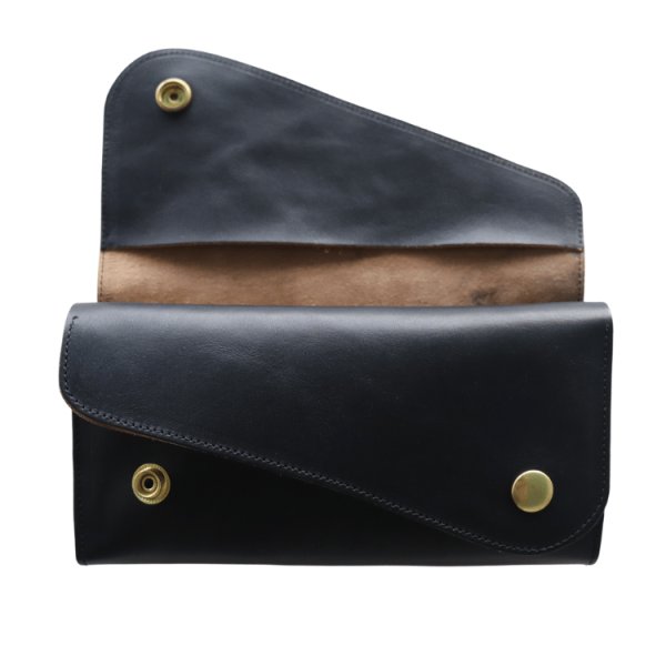 画像4: DAPPER'S ダッパーズ Lot,1794 Horsehide Double Flap Wallet ホースハイド ダブルフラップ ウォレットマリアム社 フルベジタブルタンニング 馬革 ジッパー WALDES社 30’sタイプ BRASS スナップボタン エイジング (4)