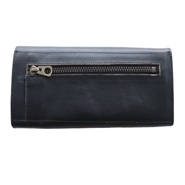 画像3: DAPPER'S ダッパーズ Lot,1794 Horsehide Double Flap Wallet ホースハイド ダブルフラップ ウォレットマリアム社 フルベジタブルタンニング 馬革 ジッパー WALDES社 30’sタイプ BRASS スナップボタン エイジング (3)