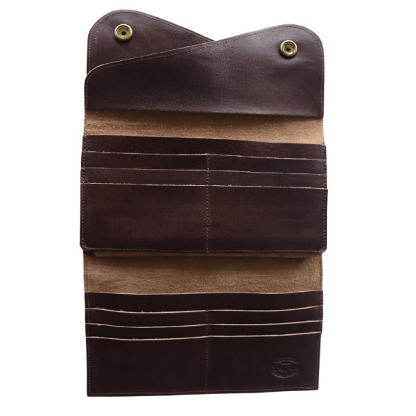 画像15: DAPPER'S ダッパーズ Lot,1794 Horsehide Double Flap Wallet ホースハイド ダブルフラップ ウォレットマリアム社 フルベジタブルタンニング 馬革 ジッパー WALDES社 30’sタイプ BRASS スナップボタン エイジング (15)