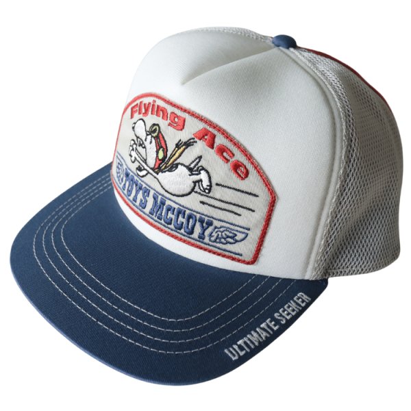 画像2: TOYS McCOY トイズマッコイ TMA2525 MESH CAP SNOOPY "FLYING ACE" メッシュキャップ スヌーピー フライングエース トリコロールカラー 刺繍製パッチ 帽子 アメカジキャップ 日本製 madeinjapan (2)