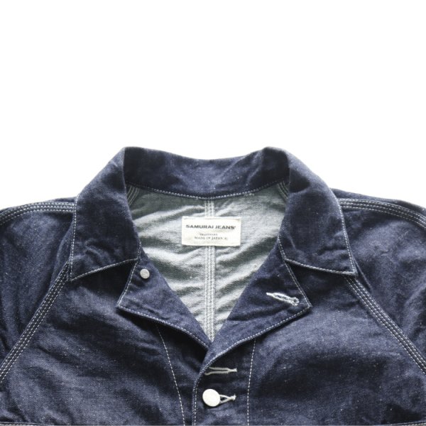 画像5: SAMURAI JEANS サムライジーンズ SJCA-SC01 サムライコットンデニムカバーオール 10oz セルビッチデニム 50‘ｓビンテージカバーオールベース ラグランスリーブ キナリ糸トリプルステッチ 巻縫い ワークウェア コットン柄 純銀鍍金 鉄製ボタン (5)