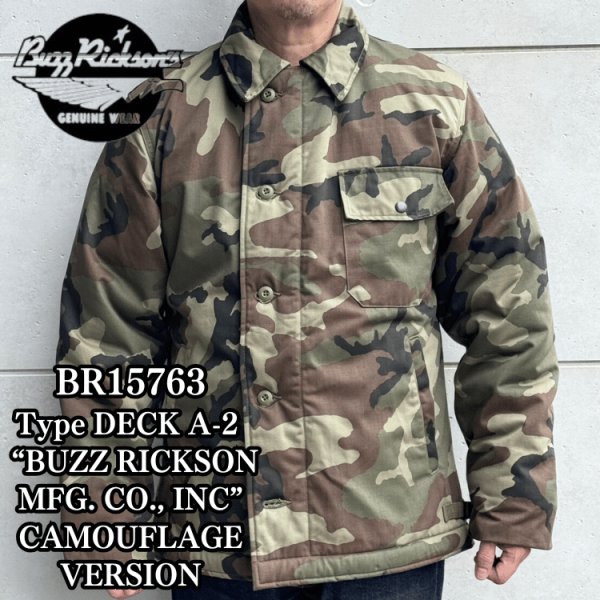 画像1: BUZZ RICKSON'S バズリクソンズ BR15763 Type DECK A-2 “BUZZ RICKSON MFG. CO.” CAMOUFLAGE VERSION カモフラージュバージョン デッキA-2ジャケット 米海軍 甲板作業用ジャケットN-1の後継モデル コットン・ナイロンの混紡生地 ウッドランドのカモフラージュ生地 (1)