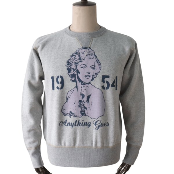 画像4: TOYS McCOY トイズマッコイ TMC2545 HEAVYWEIGHT SWEAT MARILYN MONROE "ANYTHING GOES" ヘヴィウエイトスウェット マリリンモンロー ヴィンテージピース 吊り編み機による丸胴 肉厚な質感と保温性の高い裏起毛 (4)