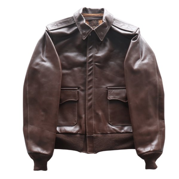 画像4: BUZZ RICKSON'S バズリクソンズ BR80659 Type A-2 “A.C. No.W535 ac 29191 BUZZ RICKSON MFG.CORP.” ブロンコ社 1942年製造モデル 陸軍航空隊 あずき色 赤褐色のラセットブラウン ステッチワーク クロスステッチ (4)