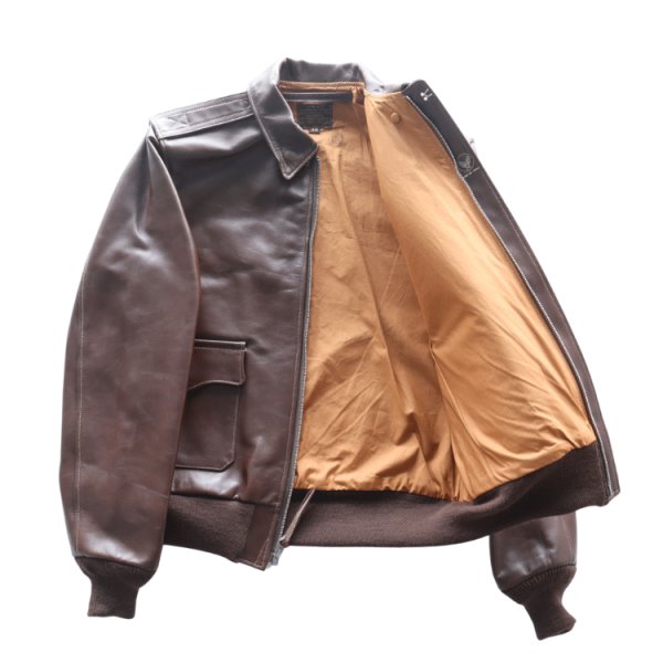 画像14: BUZZ RICKSON'S バズリクソンズ BR80659 Type A-2 “A.C. No.W535 ac 29191 BUZZ RICKSON MFG.CORP.” ブロンコ社 1942年製造モデル 陸軍航空隊 あずき色 赤褐色のラセットブラウン ステッチワーク クロスステッチ (14)