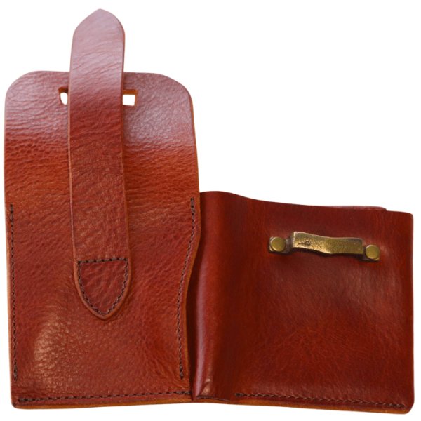 画像6: 池之端銀革店 Haru HC-536 イタリアンレザーギャルソンコンパクトウォレット 2つ折りウォレット ギャルソンコインポケット エイジング加工 サンドキャスト製 真鍮金具 オイルアップ オイルアップ 革製品 日本製 (6)