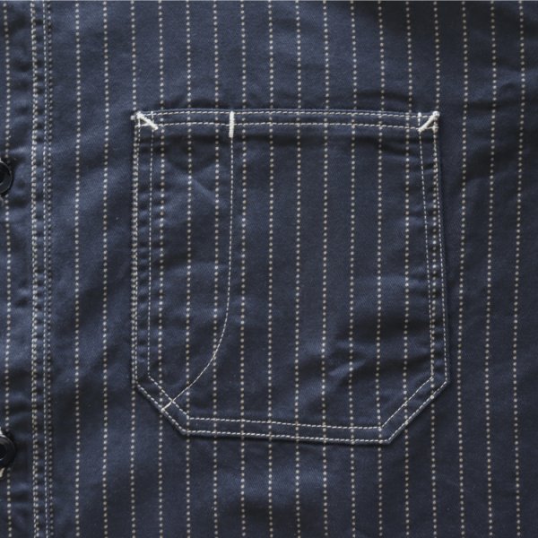 画像5: SUGAR CANE シュガーケーン SC29585 FICTION ROMANCE 8.5oz. BLACK WABASH STRIPE WORK SHIRT ブラックウォバッシュ ストライプワークシャツ ブラックの硫化染料でベース ドットストライプ ヴィンテージウェア (5)