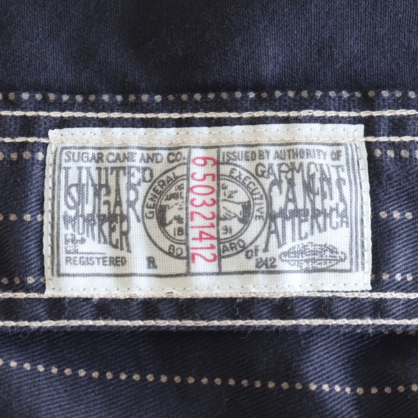 画像14: SUGAR CANE シュガーケーン SC29585 FICTION ROMANCE 8.5oz. BLACK WABASH STRIPE WORK SHIRT ブラックウォバッシュ ストライプワークシャツ ブラックの硫化染料でベース ドットストライプ ヴィンテージウェア (14)