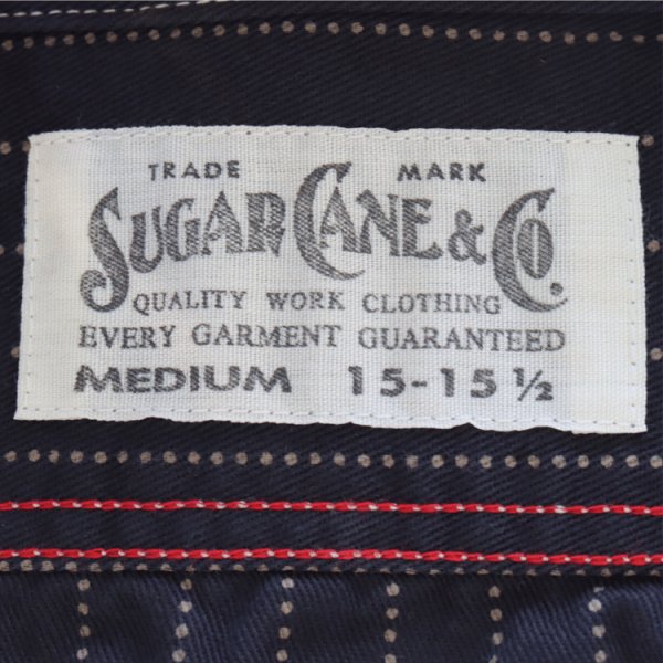 画像13: SUGAR CANE シュガーケーン SC29585 FICTION ROMANCE 8.5oz. BLACK WABASH STRIPE WORK SHIRT ブラックウォバッシュ ストライプワークシャツ ブラックの硫化染料でベース ドットストライプ ヴィンテージウェア (13)