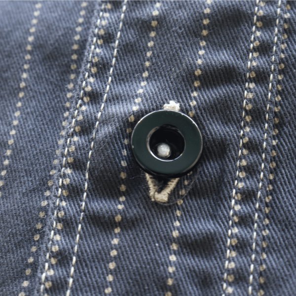 画像7: SUGAR CANE シュガーケーン SC29585 FICTION ROMANCE 8.5oz. BLACK WABASH STRIPE WORK SHIRT ブラックウォバッシュ ストライプワークシャツ ブラックの硫化染料でベース ドットストライプ ヴィンテージウェア (7)