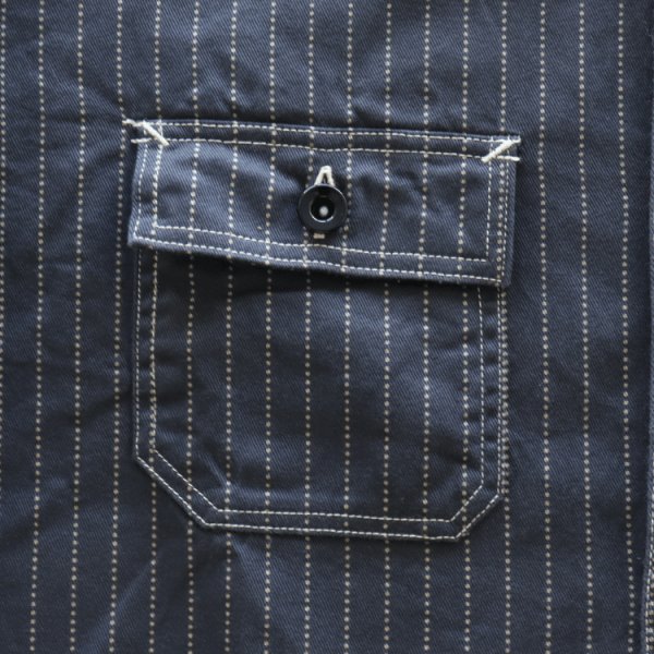 画像6: SUGAR CANE シュガーケーン SC29585 FICTION ROMANCE 8.5oz. BLACK WABASH STRIPE WORK SHIRT ブラックウォバッシュ ストライプワークシャツ ブラックの硫化染料でベース ドットストライプ ヴィンテージウェア (6)