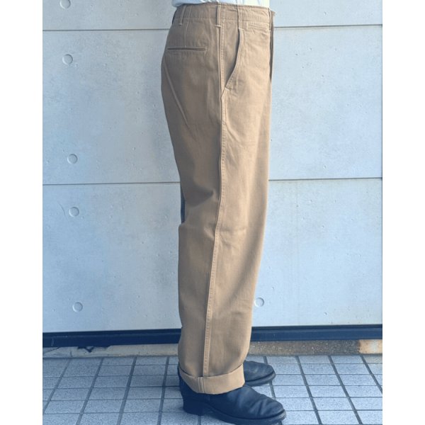 画像3: JELADO ジェラード AG94341A 41 Khaki Lastresort Chino Cloth ラストリゾート チノクロス チノパン ディープサウスコットン スレン染料 新41KHAKI 股上深くワタリ太め ワークパンツ made in japan (3)
