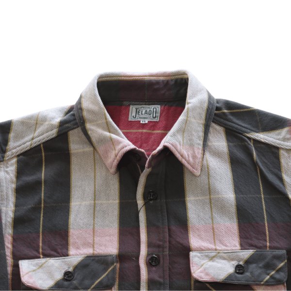 画像5: JELADO ジェラード JP12106 Unionworkers Shirt Short ユニオンワーカーズシャツ ショート ネルシャツ 別注ネル生地 定番 ヴィンテージ感 レギュラーサイズ 快適な着心地 保温性 ユーズド加工 (5)