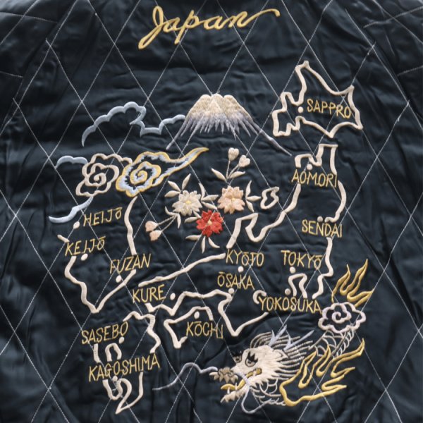 画像18: TAILOR TOYO テーラー東洋 TT15792-128 Mid 1950s Style Velveteen Souvenir Jacket “ROARING TIGER” × “JAPAN MAP” 別珍スーベニアジャケット 別珍 スカジャン 虎 日本地図リバーシブル 2トーン サテン生地 スーベニアジャケット 刺繍 (18)