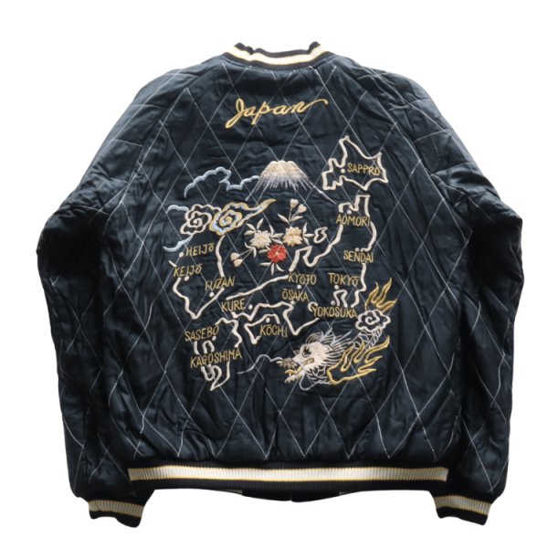 画像17: TAILOR TOYO テーラー東洋 TT15792-128 Mid 1950s Style Velveteen Souvenir Jacket “ROARING TIGER” × “JAPAN MAP” 別珍スーベニアジャケット 別珍 スカジャン 虎 日本地図リバーシブル 2トーン サテン生地 スーベニアジャケット 刺繍 (17)