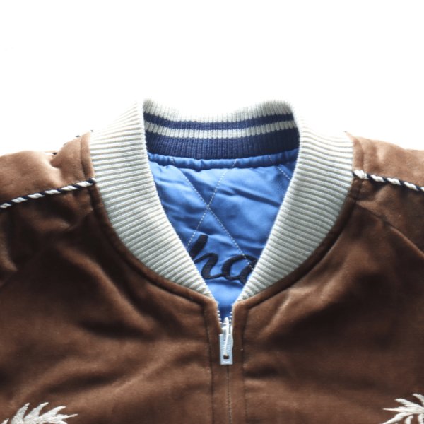 画像7: TAILOR TOYO テーラー東洋 TT15792-138 Mid 1950s Style Velveteen Souvenir Jacket “WHITE DRAGON” × “BLACK EAGLE” 別珍スーベニアジャケット 別珍 スカジャン 白龍 黒鷲リバーシブル 2トーン サテン生地 スーベニアジャケット 刺繍 (7)