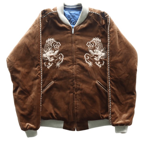 画像6: TAILOR TOYO テーラー東洋 TT15792-138 Mid 1950s Style Velveteen Souvenir Jacket “WHITE DRAGON” × “BLACK EAGLE” 別珍スーベニアジャケット 別珍 スカジャン 白龍 黒鷲リバーシブル 2トーン サテン生地 スーベニアジャケット 刺繍 (6)