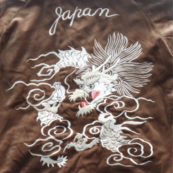 画像14: TAILOR TOYO テーラー東洋 TT15792-138 Mid 1950s Style Velveteen Souvenir Jacket “WHITE DRAGON” × “BLACK EAGLE” 別珍スーベニアジャケット 別珍 スカジャン 白龍 黒鷲リバーシブル 2トーン サテン生地 スーベニアジャケット 刺繍 (14)