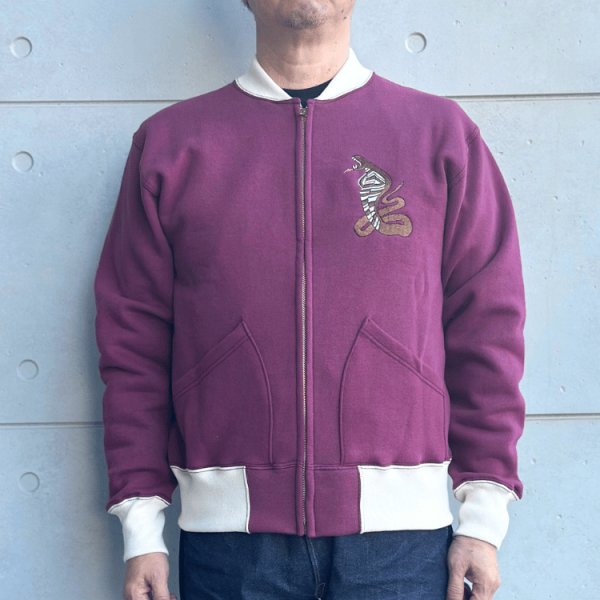 画像4: CUSHMAN クッシュマン 26386 SWEAT SOUVENIR JACKET KING COBRA スウェット スーベニア ジャケット キングコブラ スウェット フルジップ カーディガン スーベニアジャケット アウター ライトアウター キングコブラ 刺繍 (4)