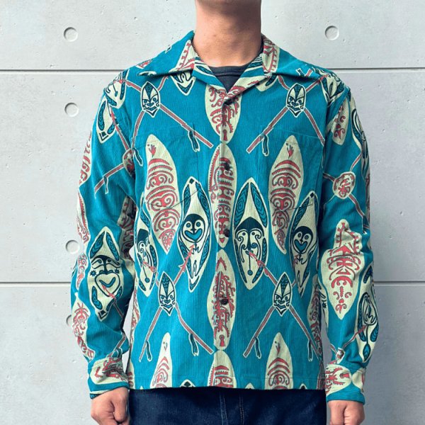 画像2: SUN SURF サンサーフ SS29581 CORDUROY L/S OPEN SHIRT "GOD'S SHIELD" 長袖 アロハシャツ コーデュロイオープンシャツ コットン100% (2)