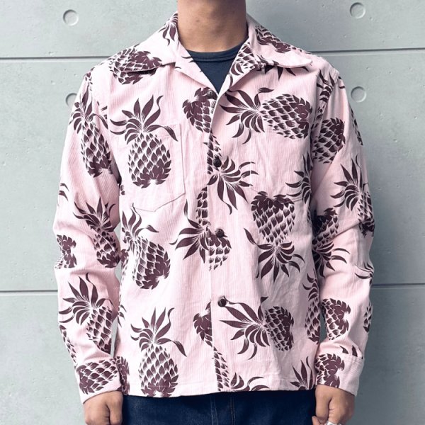 画像2: SUN SURF サンサーフ SS29580 L/S CORDUROY OPEN SHIRT “DUKE'S PINEAPPLE” 長袖 アロハシャツ デューク・カハナモク パイナップル コットン100% (2)