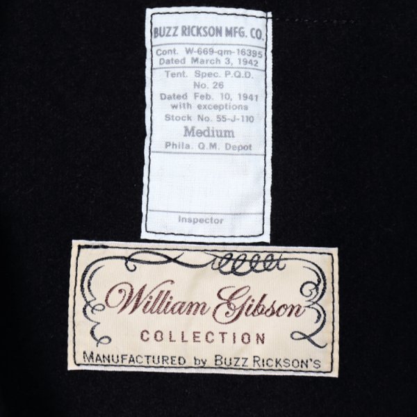 画像10: BUZZ RICKSON'S バズリクソンズ BR15775 WILLIAM GIBSON COLLECTION BLACK TANKERS SLASH POCKET ウィリアム ギブソン コレクション ブラックタンカース スラッシュポケット タンカースジャケット 小説家 ウィリアム・ギブソン ブラックシリーズ ミリタリー (10)