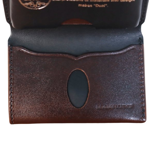 画像8: 池之端銀革店 Dual DCr-1040 サドルプルアップ コンパクトウォレット ミニ財布 コンパクトウォレット カードケースサイズ クラシカルデザイン サドルプルアップレザー 最小クラス 革製品 日本製 (8)