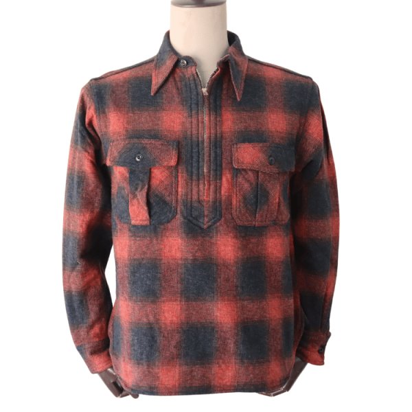 画像4: CUSHMAN クッシュマン 25706 COTTON TWEED CHECK HALF ZIP WORK SHIRTS コットンツイードチェックハーフジップワークシャツ オンブレチェック ハーフジップ チェックシャツ 長袖シャツ (4)