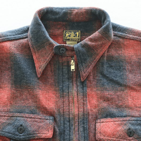 画像7: CUSHMAN クッシュマン 25706 COTTON TWEED CHECK HALF ZIP WORK SHIRTS コットンツイードチェックハーフジップワークシャツ オンブレチェック ハーフジップ チェックシャツ 長袖シャツ (7)