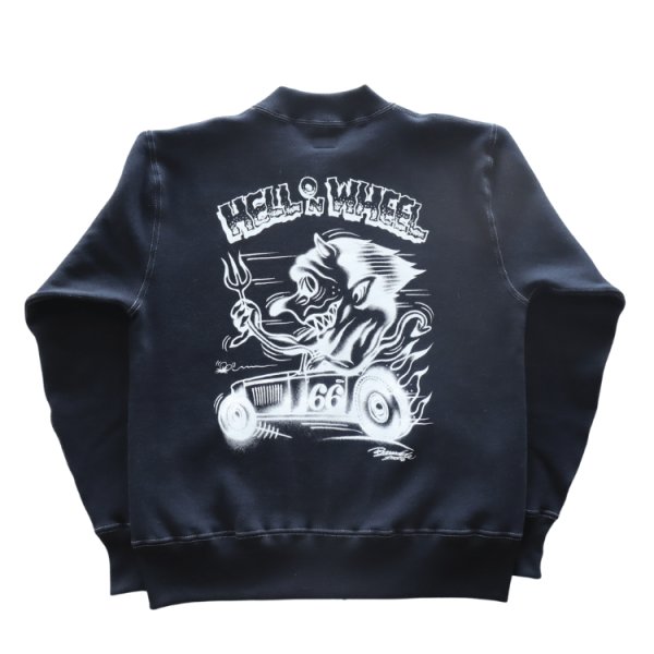 画像11: CUSHMAN クッシュマン x TOP トップ 26386T TOP別注 FULL ZIP SWEAT "HELL ON WHEEL" フルジップスウェット 裏起毛 DEVIL プリント エアブラシ アートワーク (11)