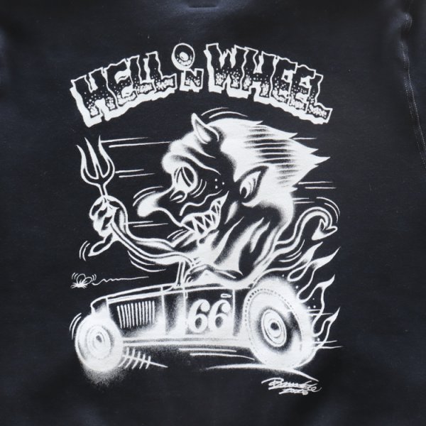 画像13: CUSHMAN クッシュマン x TOP トップ 26386T TOP別注 FULL ZIP SWEAT "HELL ON WHEEL" フルジップスウェット 裏起毛 DEVIL プリント エアブラシ アートワーク (13)