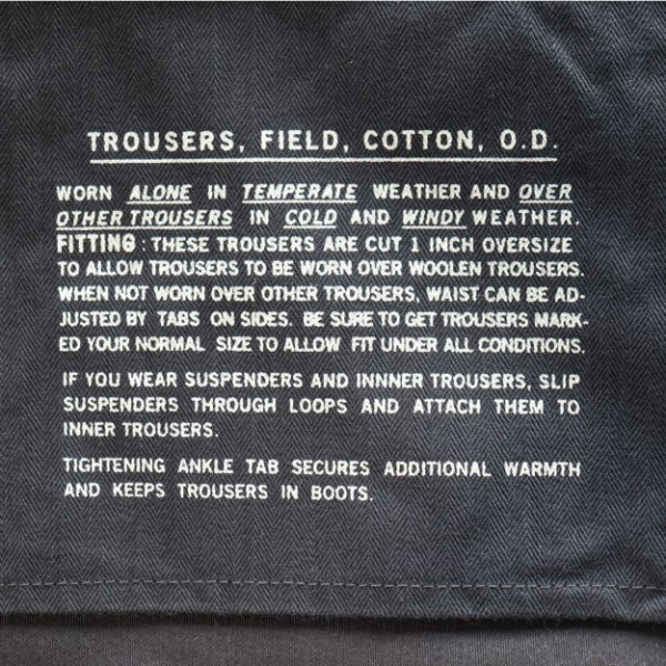 画像14: BUZZ RICKSON'S バズリクソンズ BR42593 WILLIAM GIBSON COLLECTION BLACK M-1943 ウィリアムギブソンコレクション M-1943トラウザーズ M-43 ブラックシリーズ U.S.ARMY (14)
